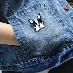 Black and White Dog Brooch for Women French Bulldog Collar Pocket Pin Cute Animal Jewelry