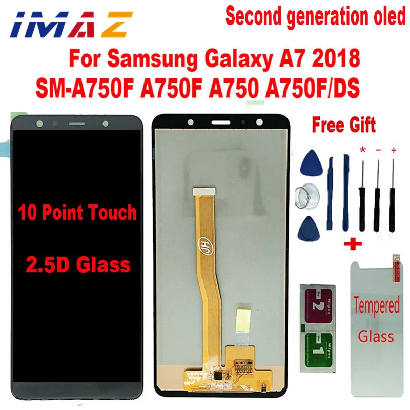 IMAZ Second Oled 6.0'' For Samsung A7 2018 A750 A7 A750F A750FN A750G LCD Display Touch Screen With Frame Digitizer Assembly