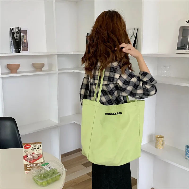 

Women Beach Letters Handbags Shopper Bags Large Capacity Canvas Shoulder Bag Cotton Shopping Bag