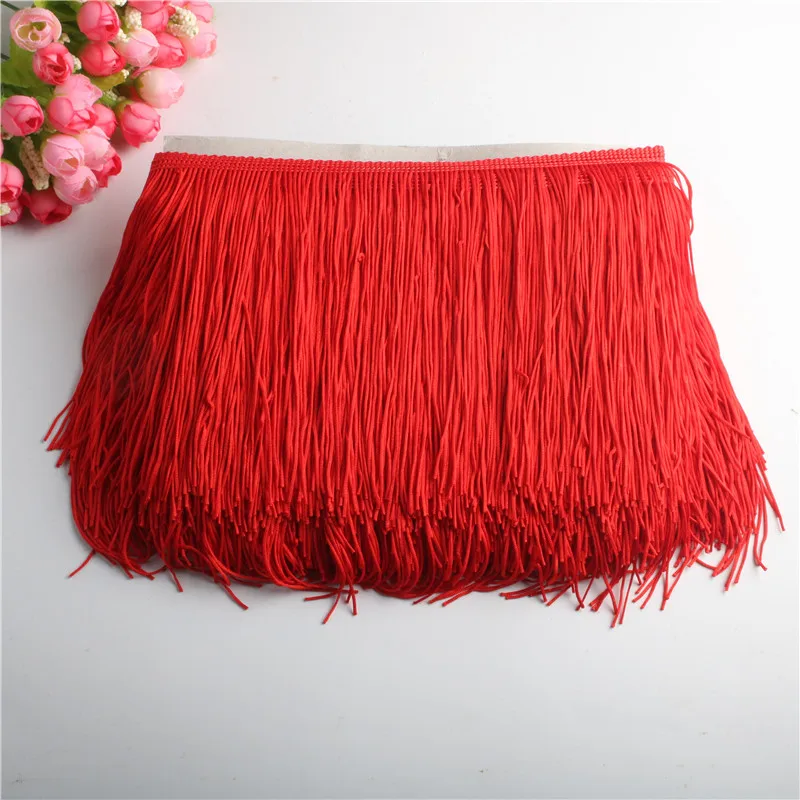 Long 10/15/20/30cm Yard Red Lace Trim Tassel Fringe DIY Latin Dress Stage Clothes Accessories Decorative Tassels For Curtains