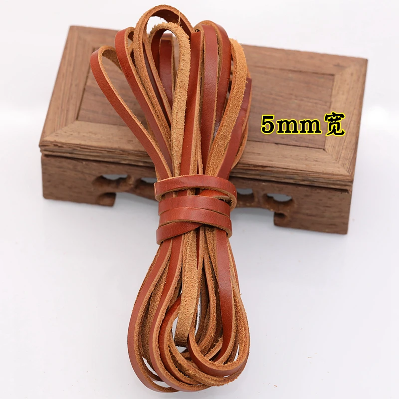 5meter/lot first layer top flat cowhide Genuine leather rope, Leather strip rope  for leather craft Jewelry bag diy