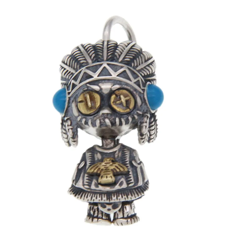 BOCAI New solid s925 sterling silver Man pendant chief cartoon doll retro Thai silver woman pendant