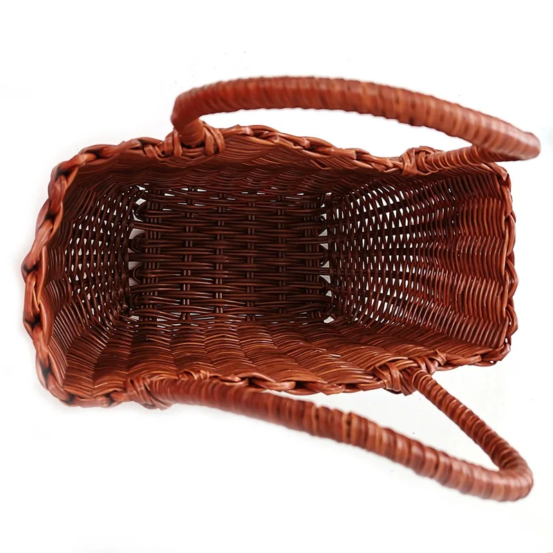 Shopping Bag Kitchen Organizer Handmade Wicker Basket with Handle Camping Picnic Basket Portable Shoulder Bags Classic Handbags