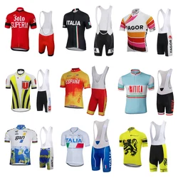 Retro Cycling Jersey Set Ropa Ciclismo Hombre Men 9 Style Bicycle Clothing Bib Shorts 9D Gel Pad MTB