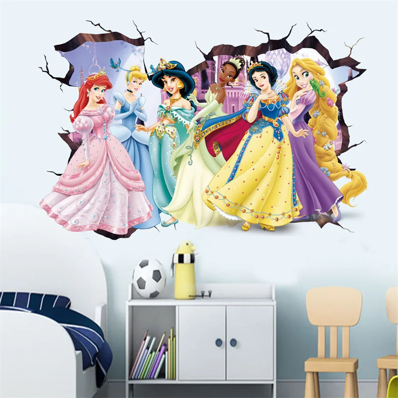 Cartoon Lovely Snow White Cinderella Aurora Princess Wall Stickers For Kids Room Home Decoration Mural Art Girls PVC Wall Decals