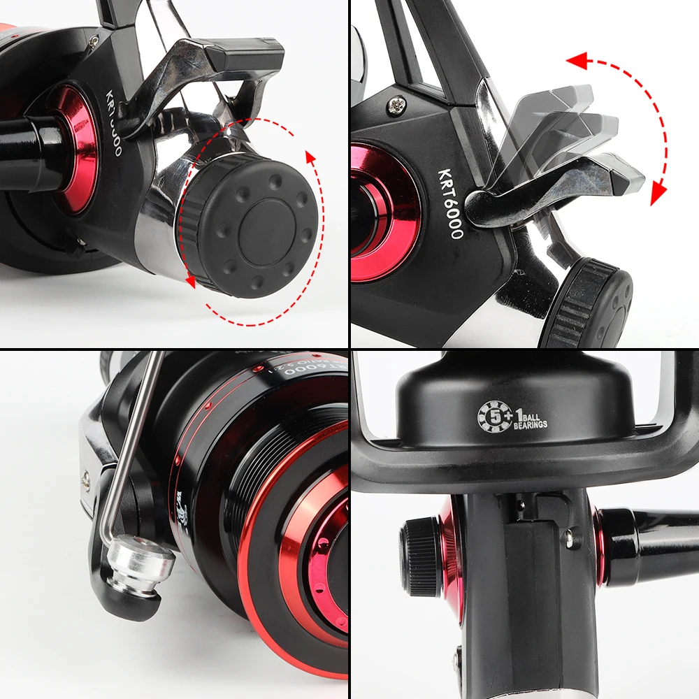 W.P.E Spinning Fishing Reel 5+1 BBs 5.2:1  4000/5000/6000  High Speed Gear RtioFull Matel Spoon Carp Fishing Tackle Pesca KRT