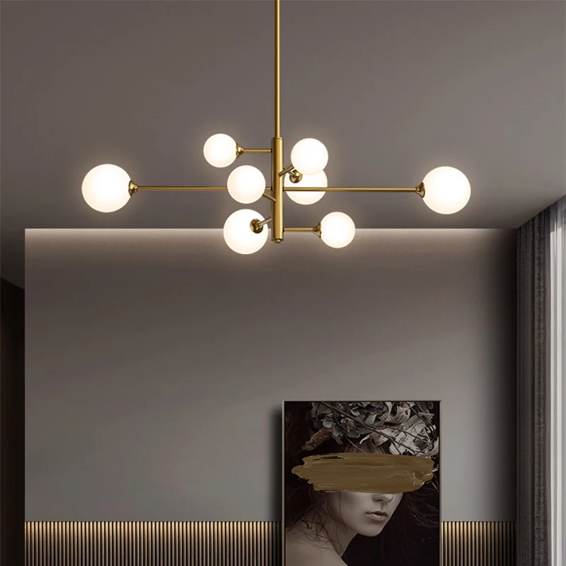 Nordic Bean  Chandelier Lighting Modern Glass Ball  Chandelier Lamp  For Living Room/Bedroom Decor Light FIxture