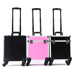 Professional Trolley Cosmetic Case, Portable Suitcase, Makeup Organizer with Wheels, Large Capacity Luggage Box, Nail Art Contai