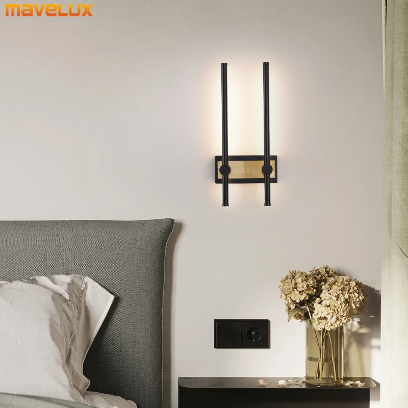 

Minimalist Led Wall Lamps For Bedside Bedroom Living Dining Room Aisle Corridor Staircase Black Gold Fixtures Indoor Lightings