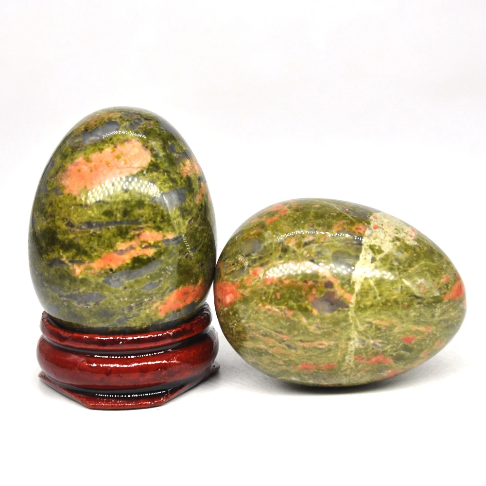 30x40mm Unakite Egg Shaped Stone Healing Natural Crystal Kegel Massage Accessory Minerale Gemstone Spiritual Home Decoration