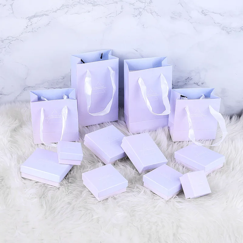 12 Jewelry Gift Boxes Bracelets Earring Ring Necklace Jewelry Set Box Square Purple Christmas Packaging Cases Display Cardboard