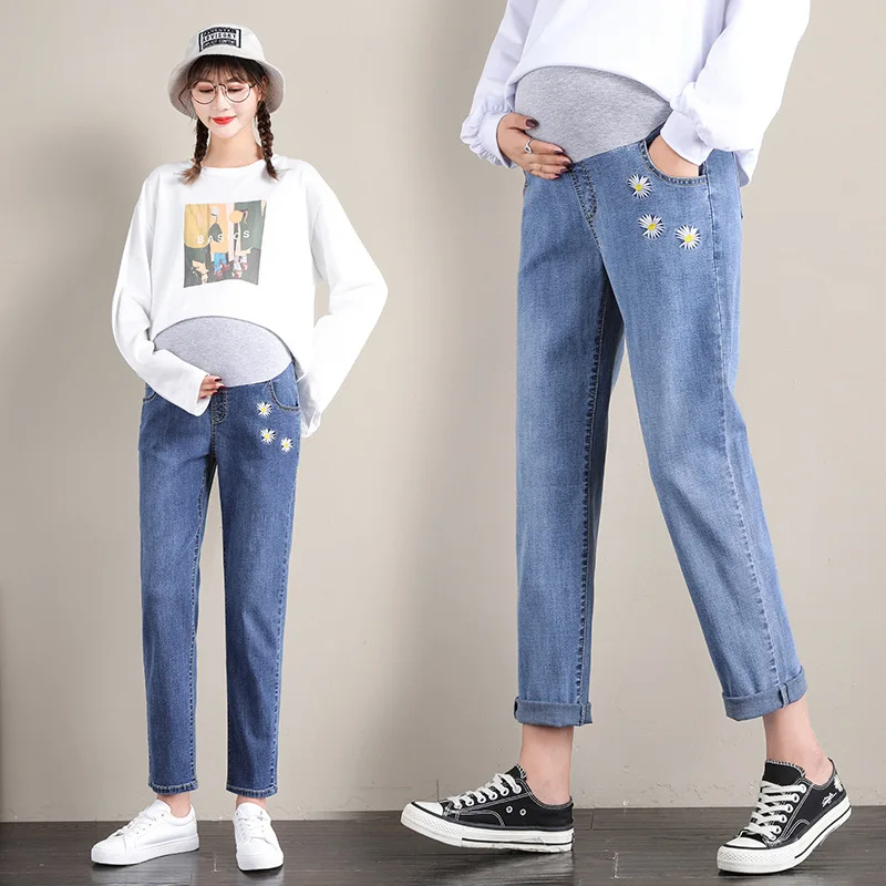 2020 Denim Maternity Jeans Pants For Pregnant Women Clothes Boyfriend Vintage Stretch Belly Loose Straight Jeans Pregnancy Pants