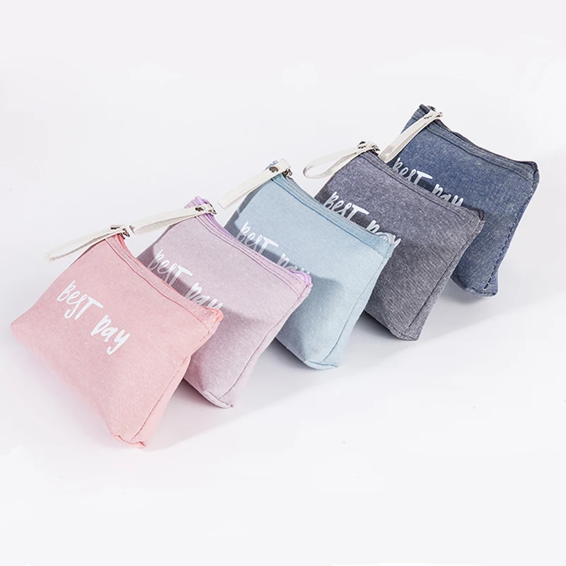 Waterproof Printing Canvas Letters Cosmetic Bags Ladies Women Portable Make Up Custom Travel Toilet Pouch