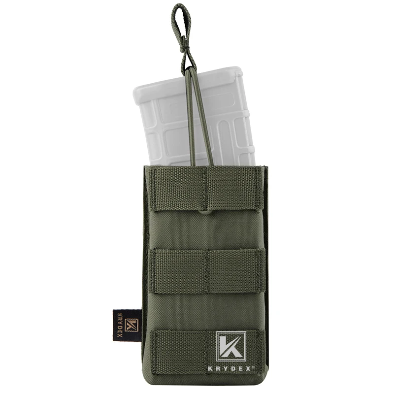 KRYDEX Tactical 5.56 .223 Single Modular Magazine Pouch Open Top MOLLE Holder For M4 M16 Paintball Shooting Hunting Ranger Green