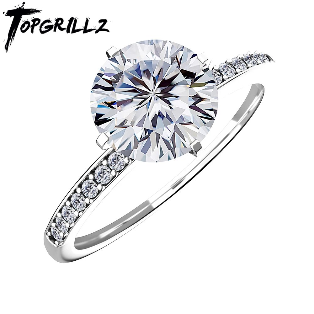 

TOPGRILLZ классическое кольцо из моиссанита D Цвет VVS1 100% Стерлинговое Серебро 925 пробы кольцо для пары для свадебной вечеринки юбилейные ювелирные изделия
