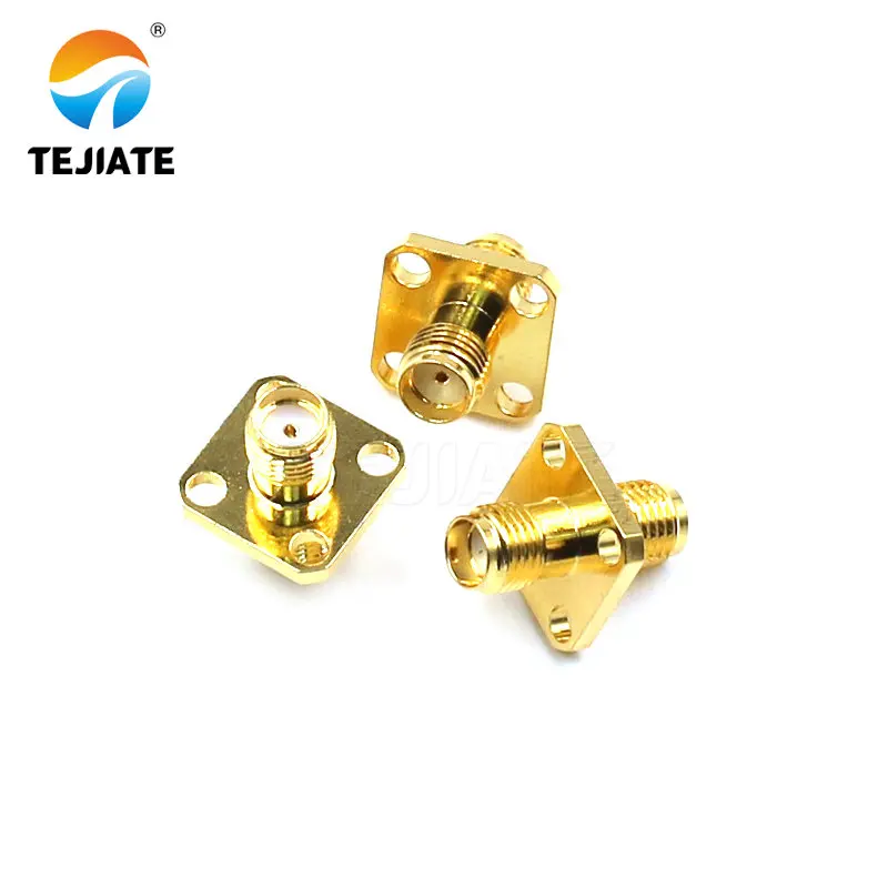 2PCS RF Adapter Connector SMA-SMA-KKF 18MM Double Through Header Female To Female Header Square Plate Flange Plate Double Way