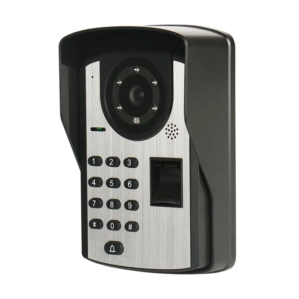 7 Inch Monitor Wired Video Door Phone with Fingerprint Password Unlock Camera Apartment Doorbell Intercom