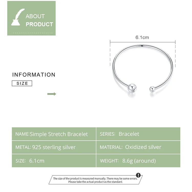 WOSTU 100% 925 Sterling Silver Adjustable Simple Bracelet 17 -19cm Chain Link For Women Original Design Jewelry CQB198