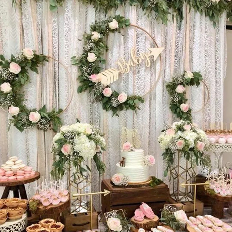 Wedding Decoration Artificial Plants Leaves Garland Handmade Flowers Hoop Wreath Hanging Birthday Party Wedding Decoration Home