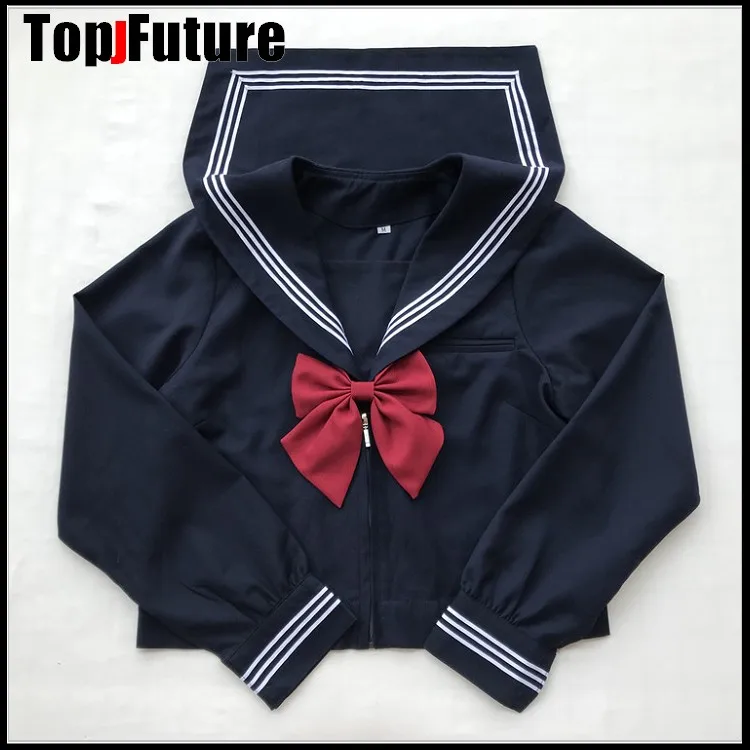 Dark Blue BLACK Sailor Uniform Novelty School Girl Uniforms Stage Performance Student Suits Short Long Sleeve Tops Pleated Skirt