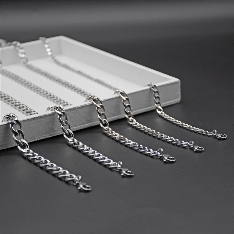 2021 Klassische Herrenkette, Breite 3 bis 7 MM, Edelstahl, Lange Halskette für Männer und Frauen, Kettenschmuck – Detail 3