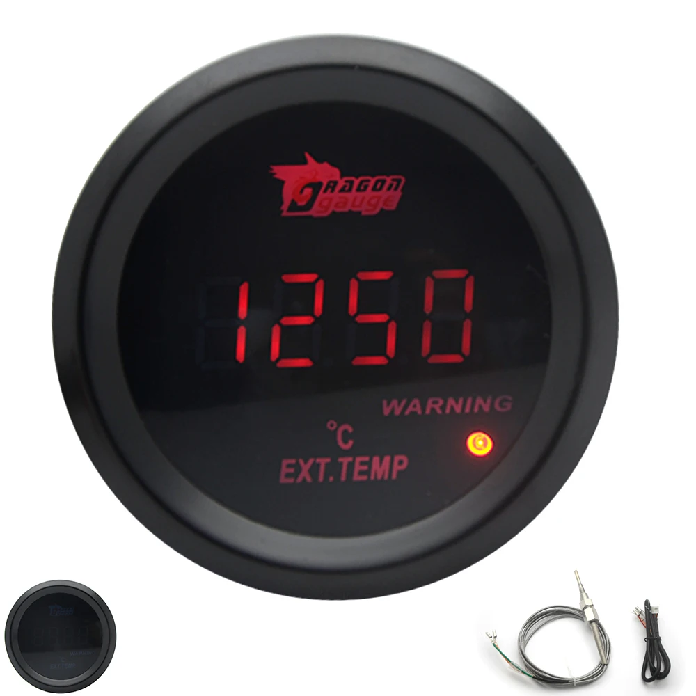 2\'\' 52MM Exhaust Gas Temperature Gauge  Black Color Digital Red Led