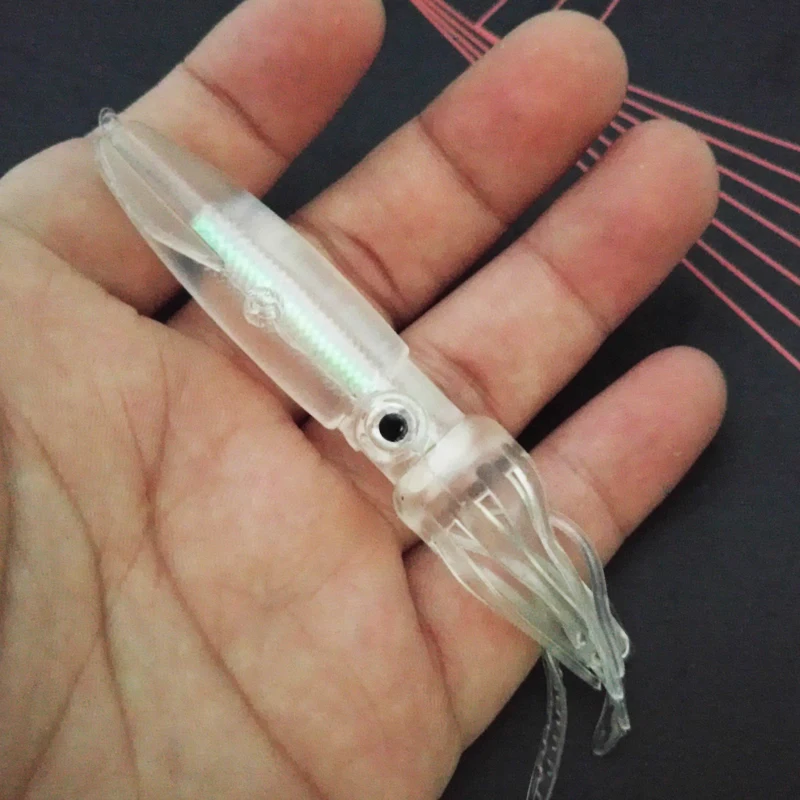 POETRYYI 1pcs Squid Jigs Silicone Fishing Lure Soft Bait 10cm/8g Luminous Octopus Artificial Tuna Sea Night Fishing Tackle