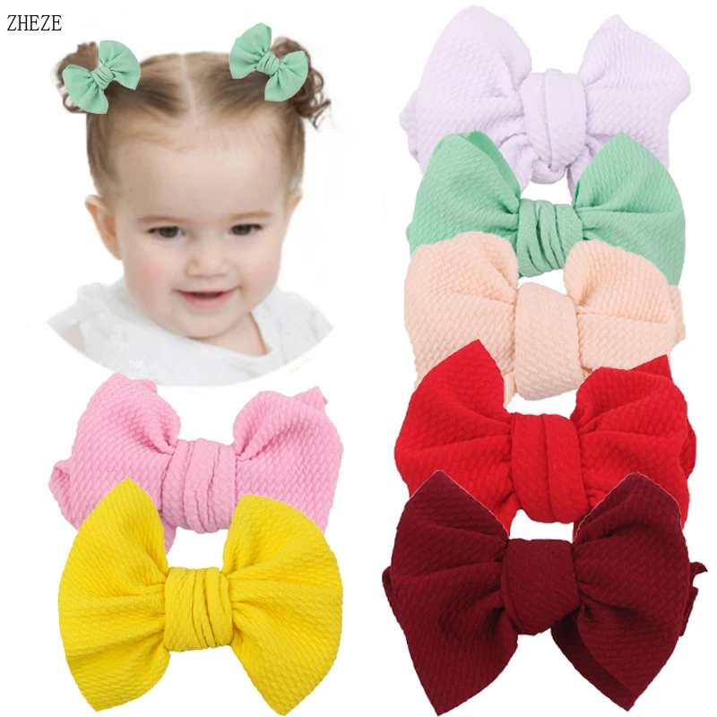 

2Pcs/Lot Trendy 4.5'' Waffles Fabric Hair Bow Clips For Girls DIY Handmade Barrettes Summer Children Hairpins Hair Accessories