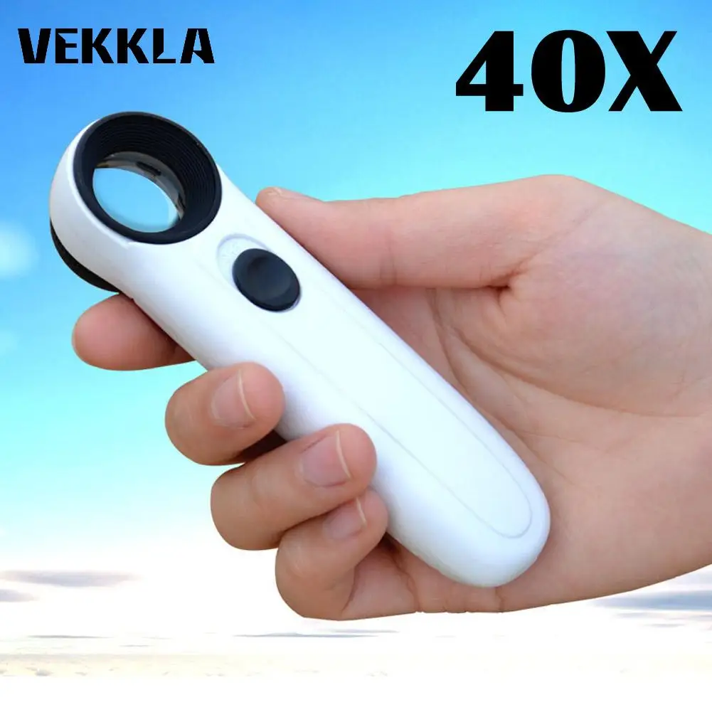 1 PC Handheld 40x lupa lupa szkło LED ręczne szkło powiększające lupa akrylowa szklana soczewka lupa biżuteria Repair Tool