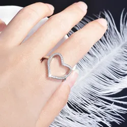 925 Sterling Silver Heart Engagement Ring For Women Band Wedding Lady Anniversary Party Gift Wholesale silver 925 ring jewelry