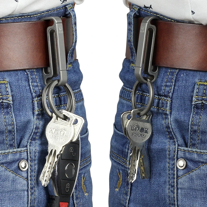 Real Titanium Keychain Luxury Car Key Ring Waist Hanging Buckle Belt Carbine Super Lightweight EDC Key Holder for Man Best Gift
