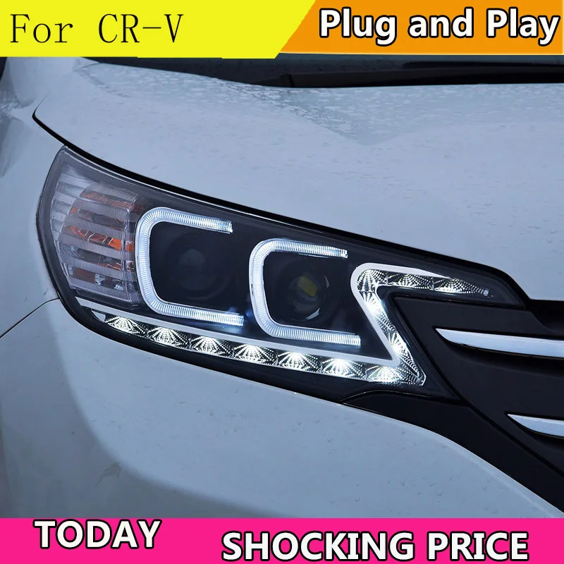 

Car Styling For Honda CRV CR-V Led Headlights 2012-2014 Head Lamp Double C Angel eye led DRL front light Bi-Xenon Lens