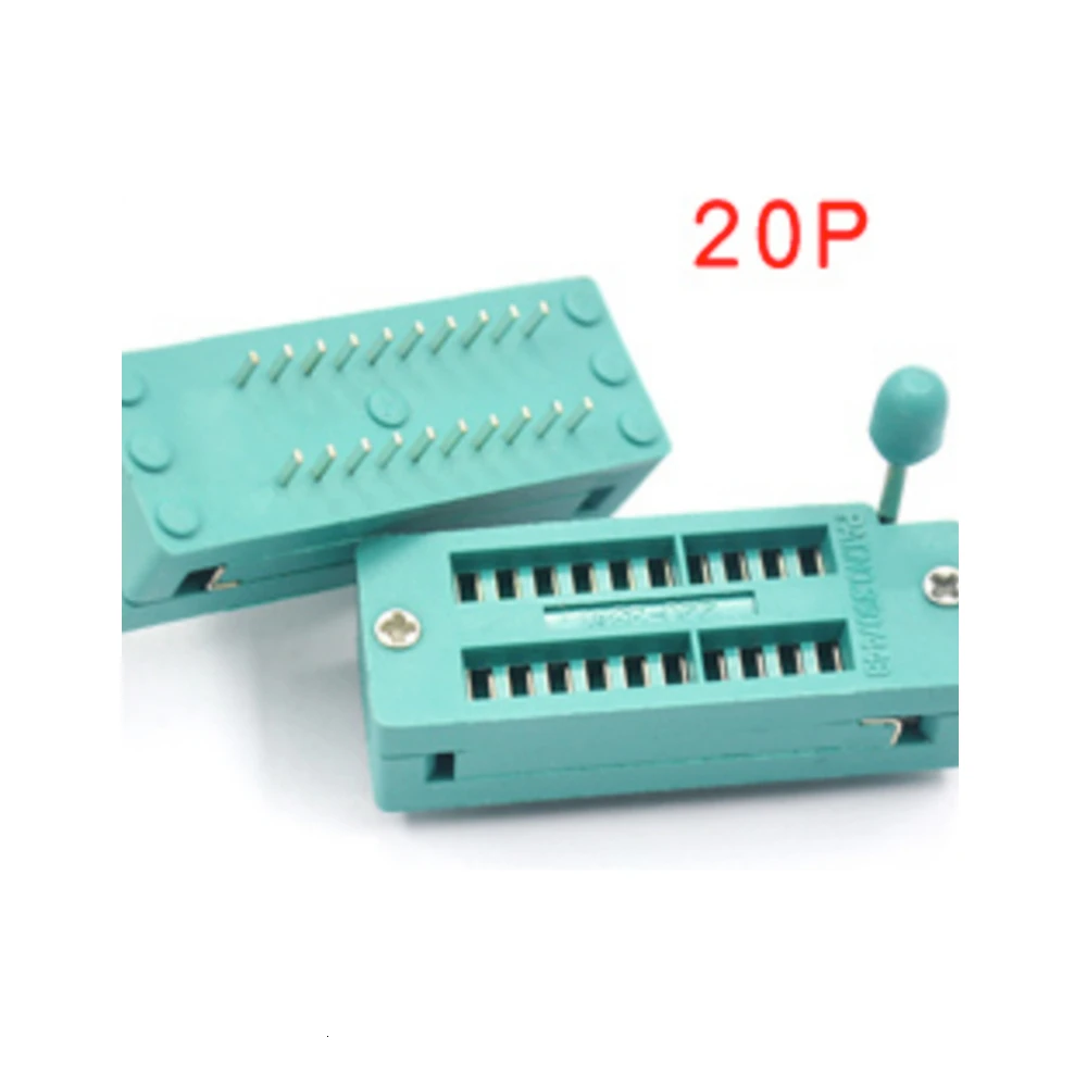 10pcs IC Lock Seat Zif Socket Test Universal Pin 14P/16P/18P/20P/24/28/40P Green Test Solder Connector