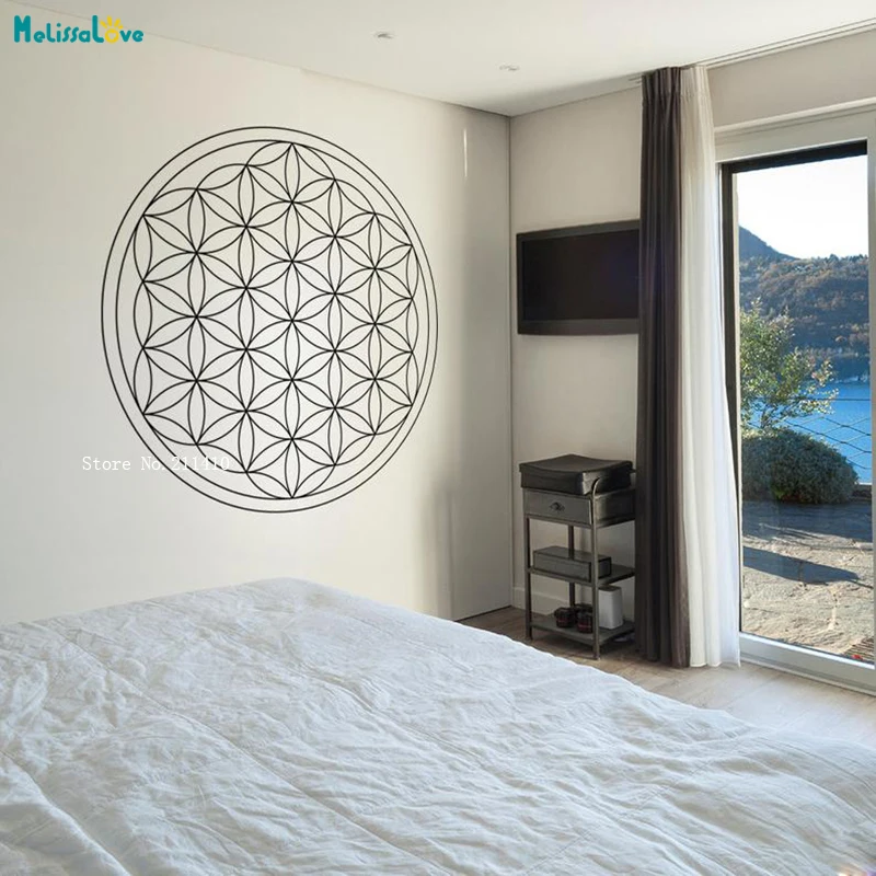 Simple Flower Of Life Wall Decal Fits Living Room Nursery Kitchen Bedroom Art Decor Removable Murals Vinyl YT3932