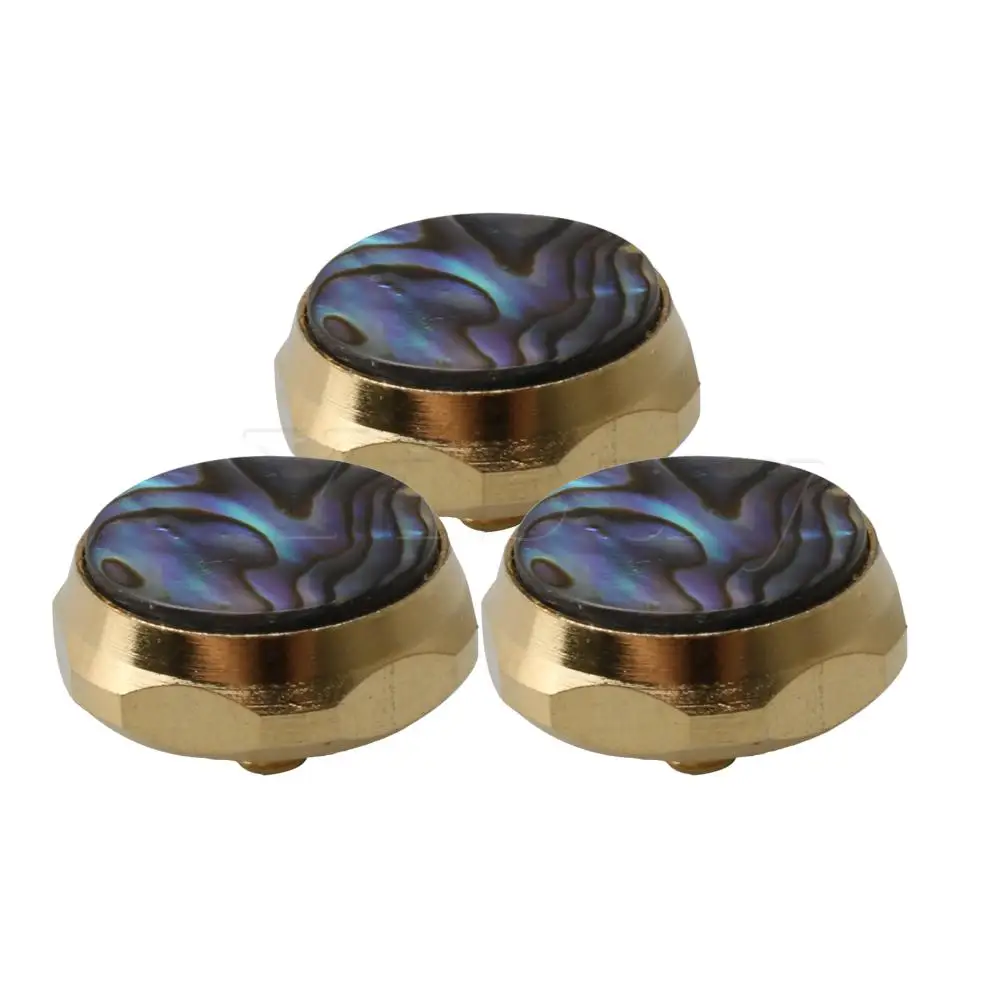 

Yibuy 15 Pcs Trumpets Finger Buttons Alloy Golden with Abalone Shell Inlay