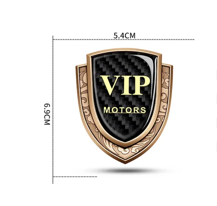 

3D Gold Carbon Fiber Metal VIP Club Luxury Auto Trunk Rear Fender Emblems Badge Decals Sticker Car Accessories