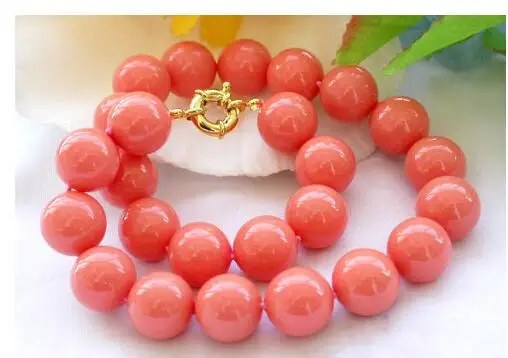 wholesale good beautiful 8MM Genuine Coral Pink South Sea Shell Pearl Round Beads Necklace