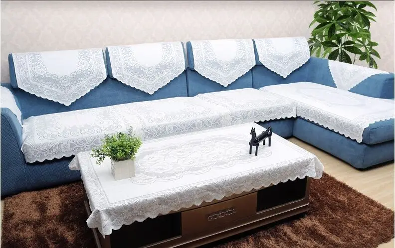 Europe Lace Sofa Cover Combination Sofa Backrest  Towel Thick white Lace Sofa Cushion Four Seasons Sofa Towel