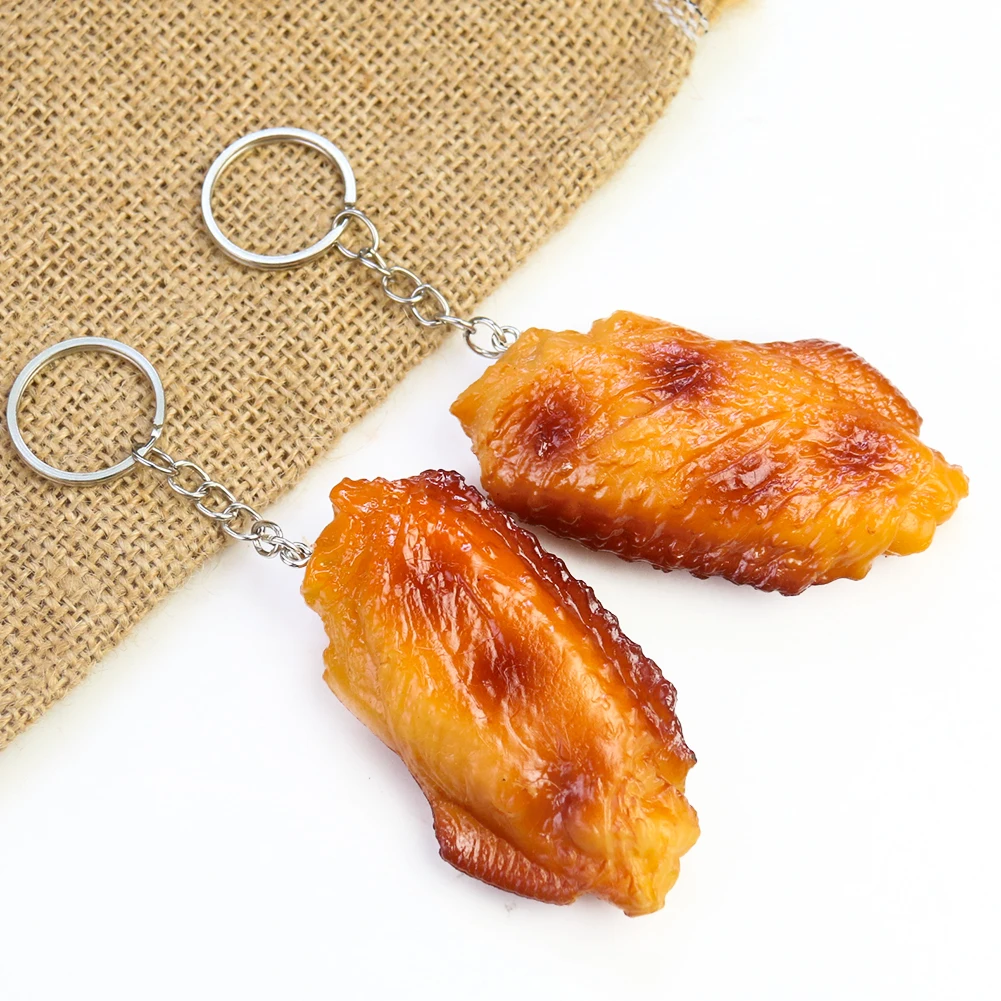 Funny Chicken Wing Keychain Favorite Fast Food Roasted New Orleans Roast Mid Joint Wing Keyring Bag Backpack Ornament Jewelry