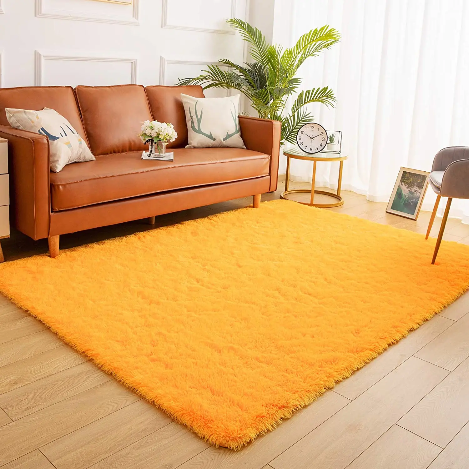 

Soft Shaggy Area Rug Fluffy Living Room Rug Anti-Skid Nursery Carpet Kids Home Decor Rug Bedroom Silky Smooth Rug Crawling Mat