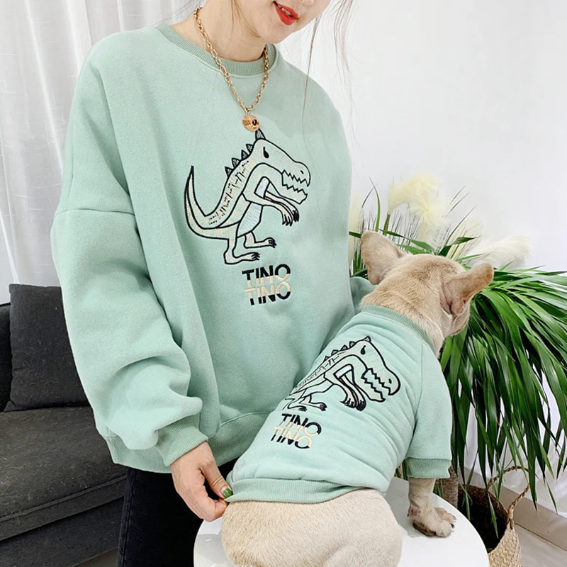 Warm Dog Hoodie Cashmere,Dog Matching Family Clothes Pet Outfit,Dog Owner Family Thick Costume Bulldog Poodle Teddy Pug Puppy