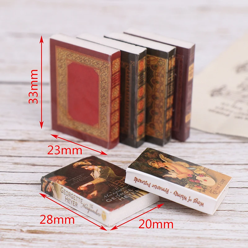 6Pcs/set 1/12 Dollhouse Vintage Miniature Book Model Notebook Doll House Furniture Decor