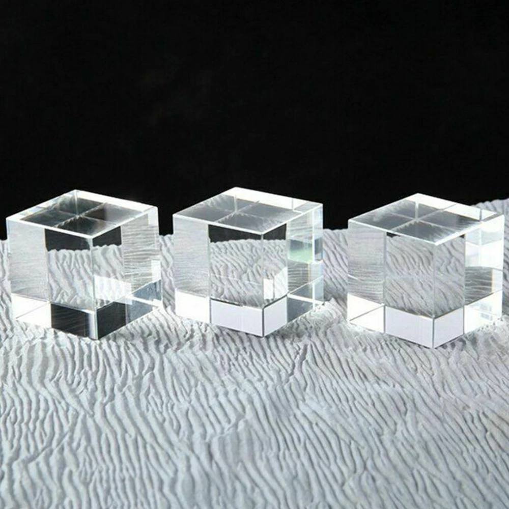 Optical Cube Prism Hexahedron Transparent K9 Crystal Glass Photography Props Decoration