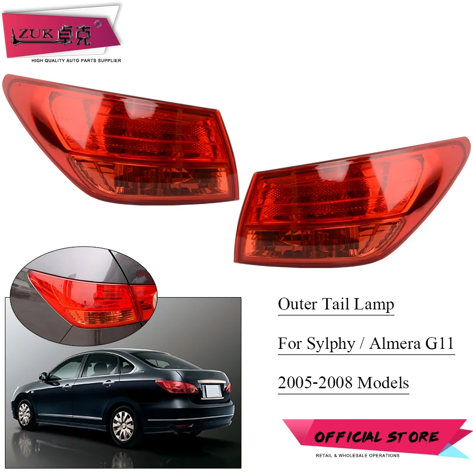 

ZUK Pair Taillight Taillamp Sub-assy For NISSAN Bluebird Sylphy Almera G11 2006-2008 Rear Bumper Tail Light Tail Lamp