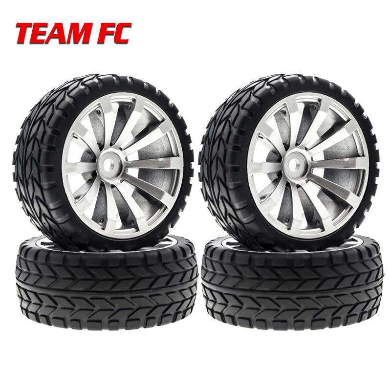 

4PCS 1/10 Rubber Tire RC Racing Car Tires On Road Wheel Rim Fit For HSP HPI RC Car Part Diameter 65mm Tires 94123-94122