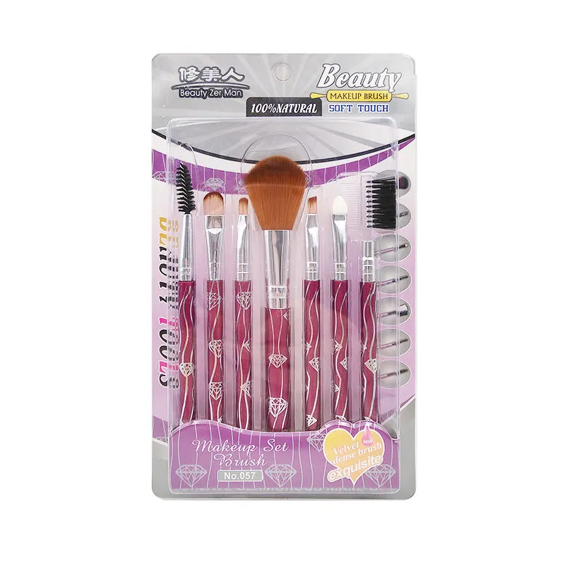 SAIANTTH – ensemble de pinceaux de maquillage en bois, mini diamant portable, outil cosmétique multifonction de beauté, ombre à paupières, blush, correcteur de sourcils, 7 pièces