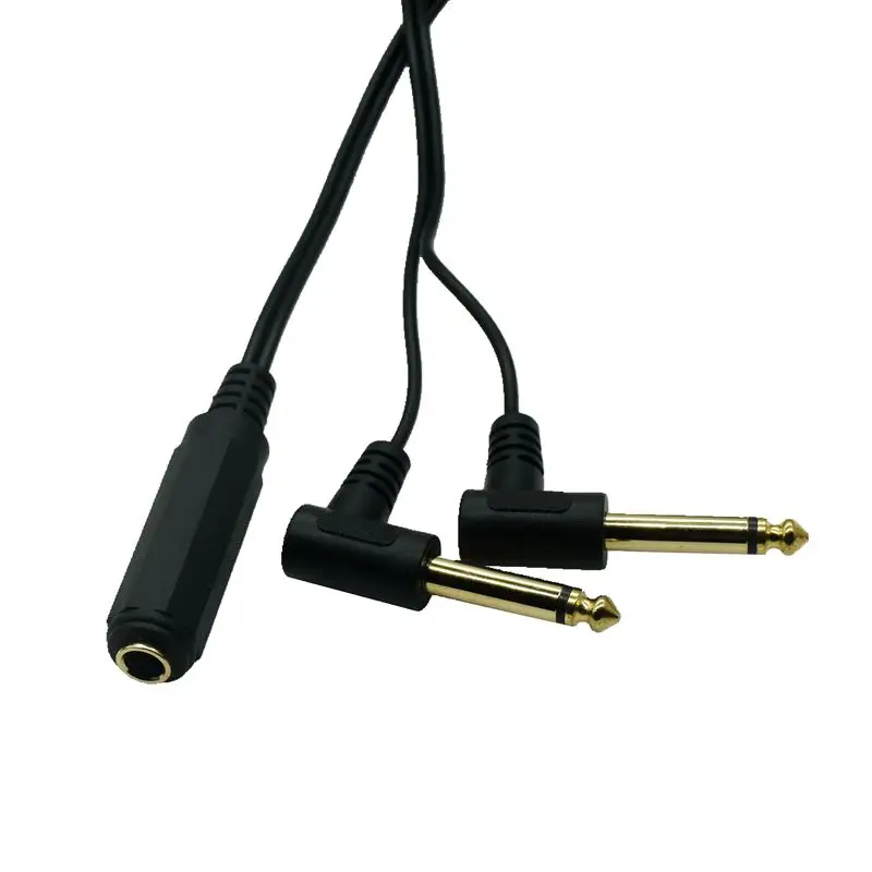 1pc 6.35mm 1/4 inch Stereo TRS Female to 2 Dual 6.35mm Plug Mono TS Male Y Splitter Cable Stereo Audio Cord