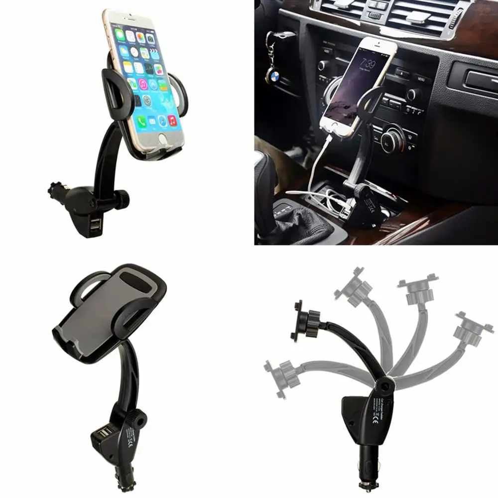 Universal Dual USB Car Vehicle Cigarette Lighter Mount Holder Stand Charger Suitable For iPhone 15 11  For Samsung S24 S23 Holde