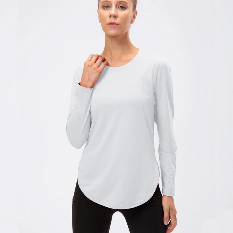 UPF50+ Women Workout Shirt Loose Long Sleeve Sports Top Breathable Quick Dry Yoga Exercise Shirt Fitness Running Clothing