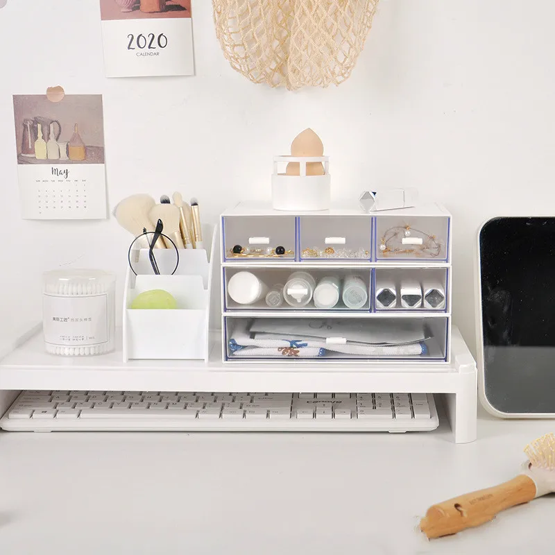 Transparent Drawer School Office Stationery Cosmetic Storage Box Free Combination Multi-layer Stackable Desktop Organizer Box